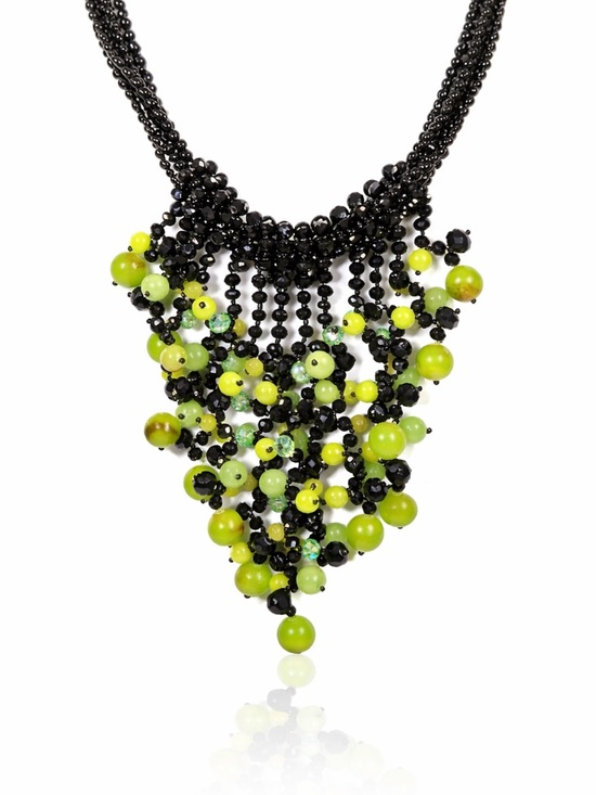 kim Lou E Jewelry - Handmade Kim Lou e Green Cluster Necklace